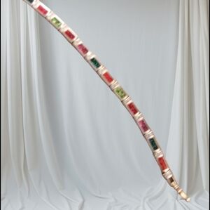 vintage sterling silver multi stone rainbow pattern bracelet